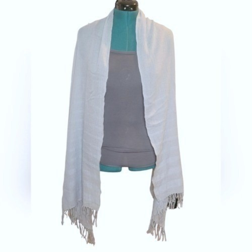 Unbranded Scarf Wrap Women One Size Blue Cotton Blend Boho Fringe Shimmer